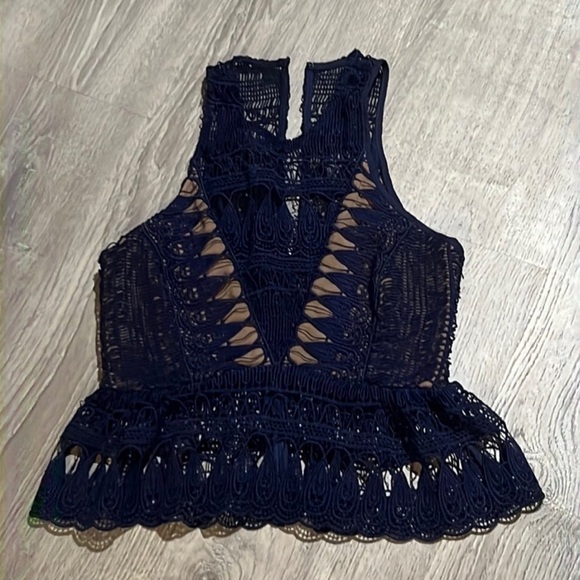 Self Portrait Lace Peplum Top in Teardrop Lace - Picture 2 of 12